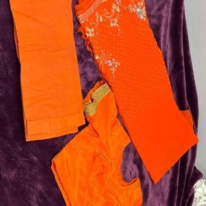 Vibrant Orange Embroidered Ethnic Saree
